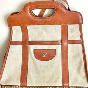 Pierre Cardin Linen Canvas & Leather Crossbody✨𝑉𝑖𝑛𝑡𝑎𝑔𝑒 80’s